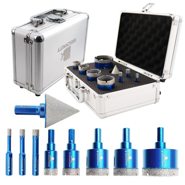 商品名: BRSCHNITT ダイヤモンドコアドリルビットセット ダイヤモンドホールソーキット 磁器タイルセラミック大理石花崗岩掘削用 ダイヤモンドドリルビット9個 6/8/10/20/25/32/35/50mmビット&amp;1 3/8イ...