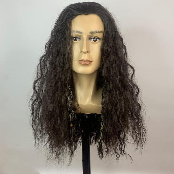 【並行輸入品】Artjosy映画コスプレウィッグ男性用ブラウン金髪ハイライト三つ編み合成ウィッグ男性ロングヘアウィッグキンキーカーリー耐熱フルマ