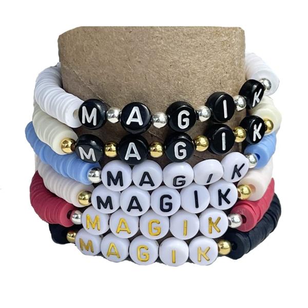 並行輸入品】Magik カスタムネーム Heishi ビーズブレスレット