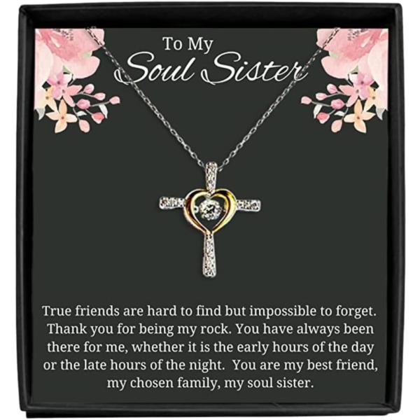 【並行輸入品】To My Soul Sister Beautiful Cross Necklace 925 Sterling Silver Ne