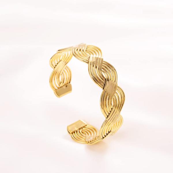 【並行輸入品】Fashion Gold Color Twisted Bangle Bracelets for Women Men Party