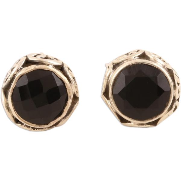 【並行輸入品】Novica ブラックアズナイトオニキス スタッドピアス スターリングシルバー オニキス 宝石なし
