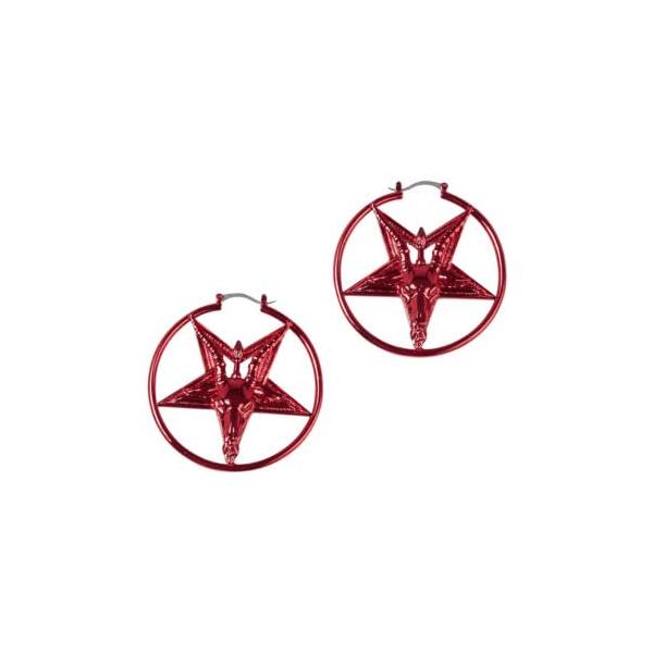 【並行輸入品】Killstar Seeing Red イヤリング メタルフープ 五角形 悪魔 ゴシック パンク, 金属合金。, 宝石なし Kil
