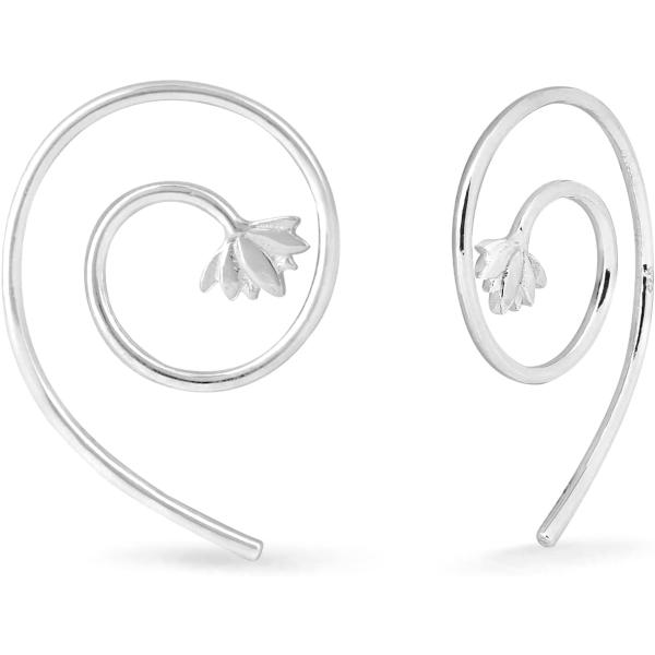 【並行輸入品】Boma Jewelry Sterling Silver Lotus Blossom Spiral Pull Through Hoop