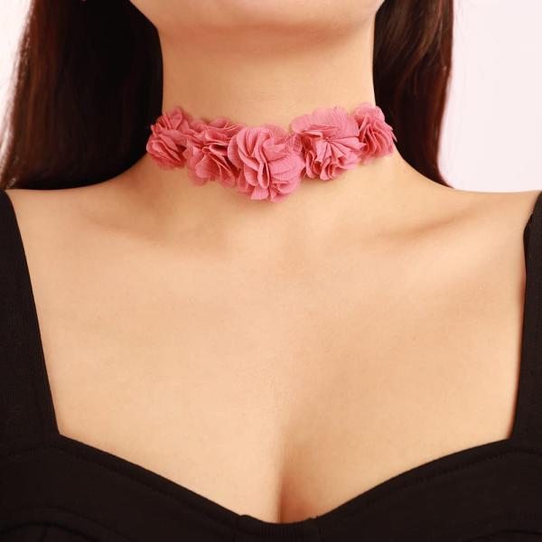 【並行輸入品】Wiwpar Pink Flower Collar Choker Necklace Charms Pendant Flower Chun