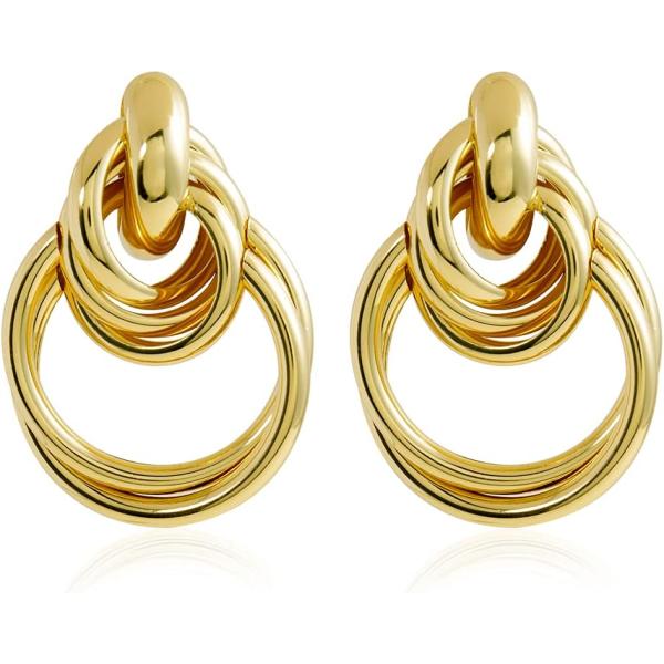 【並行輸入品】ゴールデンクラウド ゴールド ステートメントピアス ラージフープ 太め 14K ゴールドメッキ レディース 低刺激性 ファッションジュエ