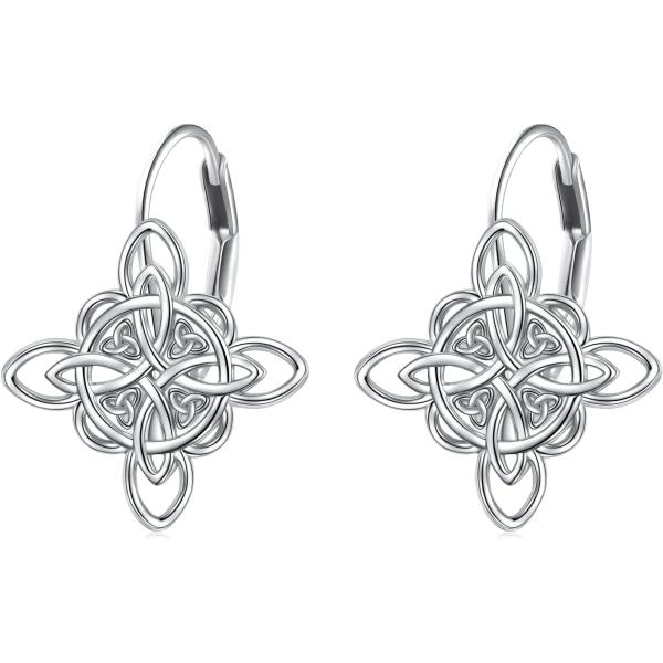 【並行輸入品】ケルトレバーバックピアス レディース 925スターリングシルバー 魔女ノットイヤリング 幸運のアイルランドジュエリー スターリングシルバ