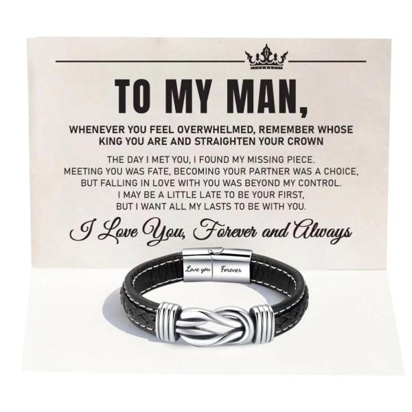 【並行輸入品】To My Man, I Love You Forever and Always Linked Bracelet,Braided