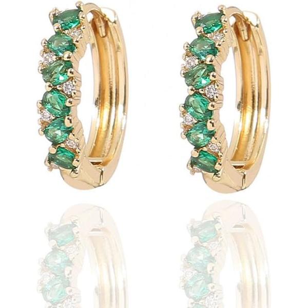 【並行輸入品】YAZILIND Women's Gold Plated Earring Cubic Zirconia Hoop Earrings La