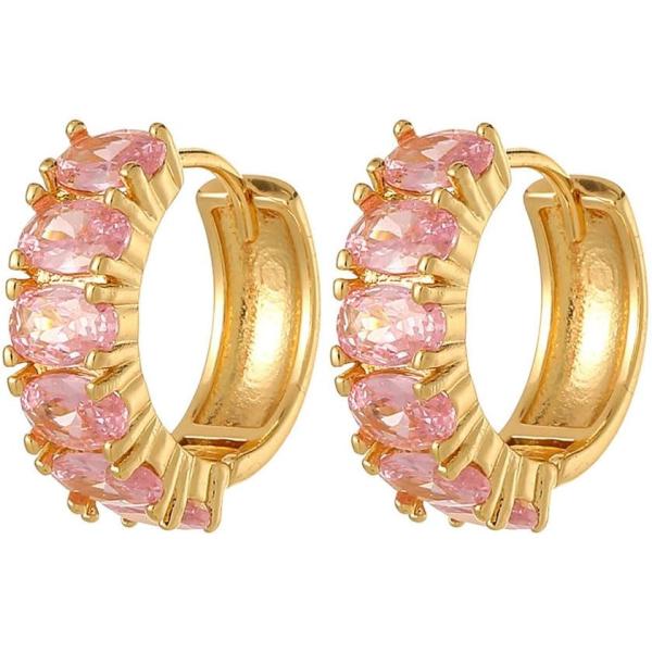 【並行輸入品】YAZILIND Women's Luxury Earring Oval Cubic Zirconia Hoop Earrings La