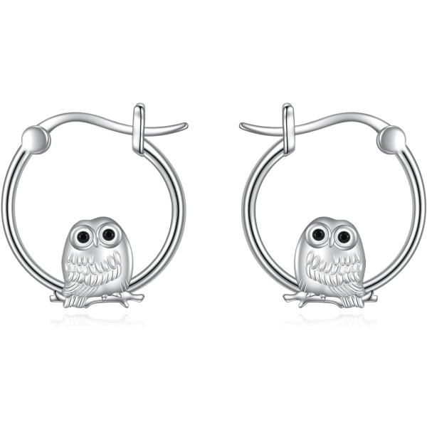 No.1187-B　【値下げ】フクロウ☆ピアス・イヤリング(パープル) HAKU】＜フクロウ＞ ピアス・イヤリング | KIRIEBIJOU