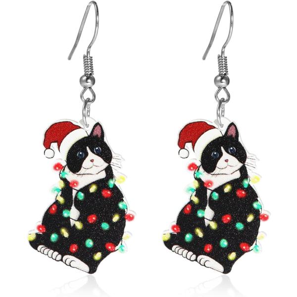 【並行輸入品】クリスマスハット アニマルダングルイヤリング レディース ガールズ ペット/黒猫/ナマケモノ/コアラ クリスタマイヤリング 1 樹脂