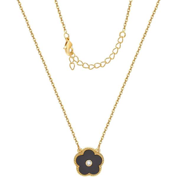 【並行輸入品】Juvux クローバーネックレス 女性用 18Kゴールドネックレス フラワージルコンリンクチェーンネックレス 母の女の子向け 調節可能な