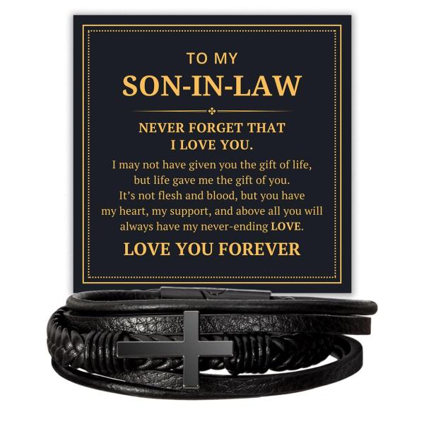 【並行輸入品】To My Son In Law Leather Cross Bracelet For Men Him I May Not