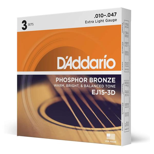 他サイト： EJ15-3DBP（3セットパック） / Extra Light / PHOSPHOR BRONZE / D'Addario（ダダリオ） / アコースティックギター弦の商品画像