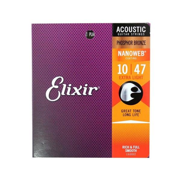 Elixir GNT[ AR[XeBbNM^[ #16002 NANOWEB PhosphorBronze Extra Light .010-.047