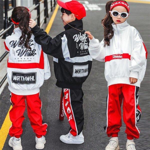 ダンス服装 体操服 JAZZ DANCE tシャツ スウェット キッズチアリーダー hiphop ヒップホップ 女の子 ステージ衣装 ダンスウェア 子供 応援団 運動会 甲子園 チアガール衣装 舞台演出服　おしゃれ　ストリート系　B系　K-...