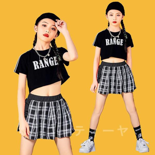ダンス服装 体操服 JAZZ DANCE tシャツ スウェット キッズチアリーダー hiphop ヒップホップ 女の子 ステージ衣装 ダンスウェア 子供 応援団 運動会 甲子園 チアガール衣装 舞台演出服　おしゃれ　ストリート系　B系　K-...
