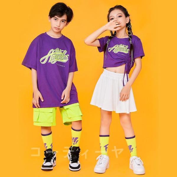 ダンス服装 体操服 JAZZ DANCE tシャツ スウェット キッズチアリーダー hiphop ヒップホップ 女の子 ステージ衣装 ダンスウェア 子供 応援団 運動会 甲子園 チアガール衣装 舞台演出服　おしゃれ　ストリート系　B系　K-...