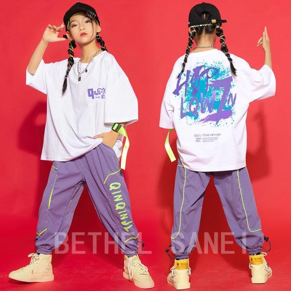 ダンス服装 体操服 JAZZ DANCE tシャツ スウェット キッズチアリーダー hiphop ヒップホップ 女の子 ステージ衣装 ダンスウェア 子供 応援団 運動会 甲子園 チアガール衣装 舞台演出服　おしゃれ　ストリート系　B系　K-...