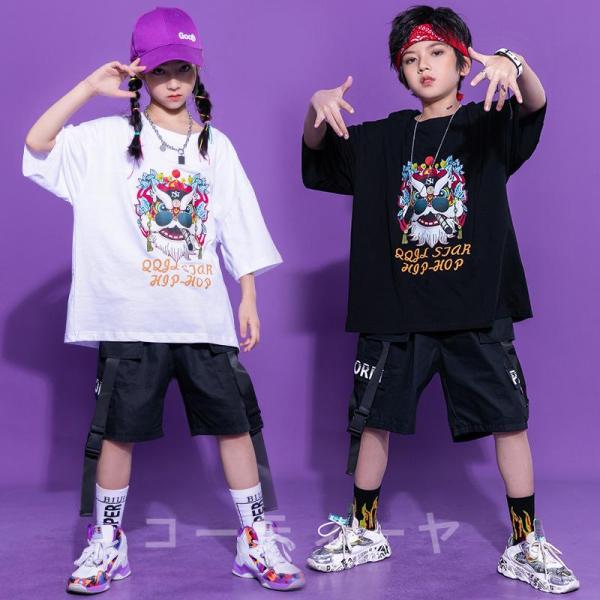 ダンス服装 体操服 JAZZ DANCE tシャツ スウェット キッズチアリーダー hiphop ヒップホップ 女の子 ステージ衣装 ダンスウェア 子供 応援団 運動会 甲子園 チアガール衣装 舞台演出服　おしゃれ　ストリート系　B系　K-...