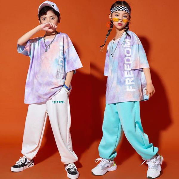 ダンス服装 体操服 JAZZ DANCE tシャツ スウェット キッズチアリーダー hiphop ヒップホップ 女の子 ステージ衣装 ダンスウェア 子供 応援団 運動会 甲子園 チアガール衣装 舞台演出服　おしゃれ　ストリート系　B系　K-...