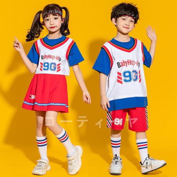 ダンス服装 体操服 JAZZ DANCE tシャツ スウェット キッズチアリーダー hiphop ヒップホップ 女の子 ステージ衣装 ダンスウェア 子供 応援団 運動会 甲子園 チアガール衣装 舞台演出服　おしゃれ　ストリート系　B系　K-...