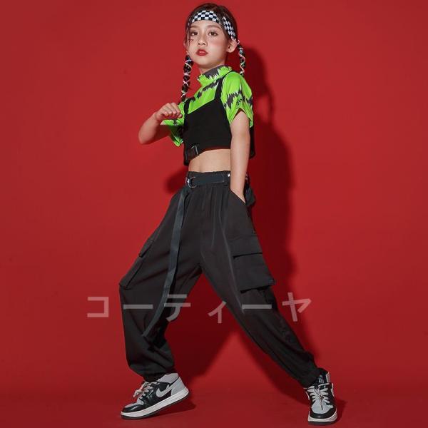 ダンス服装 体操服 JAZZ DANCE tシャツ スウェット キッズチアリーダー hiphop ヒップホップ 女の子 ステージ衣装 ダンスウェア 子供 応援団 運動会 甲子園 チアガール衣装 舞台演出服　おしゃれ　ストリート系　B系　K-...