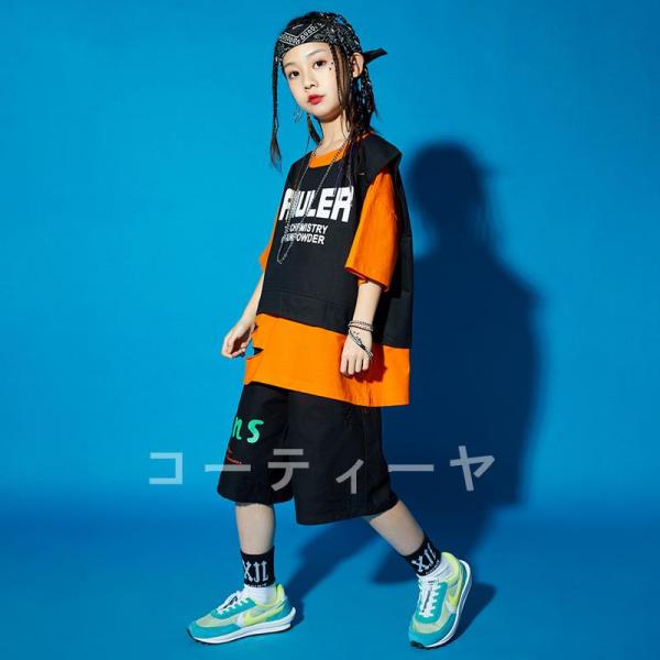 ダンス服装 体操服 JAZZ DANCE tシャツ スウェット キッズチアリーダー hiphop ヒップホップ 女の子 ステージ衣装 ダンスウェア 子供 応援団 運動会 甲子園 チアガール衣装 舞台演出服　おしゃれ　ストリート系　B系　K-...