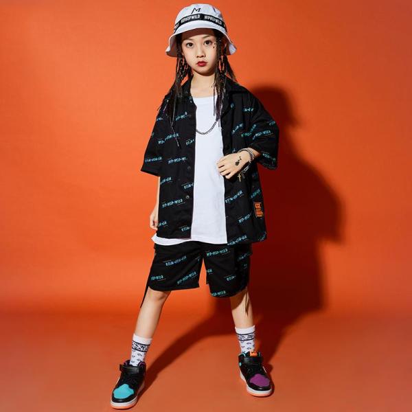 ダンス服装 体操服 JAZZ DANCE tシャツ スウェット キッズチアリーダー hiphop ヒップホップ 女の子 ステージ衣装 ダンスウェア 子供 応援団 運動会 甲子園 チアガール衣装 舞台演出服　おしゃれ　ストリート系　B系　K-...