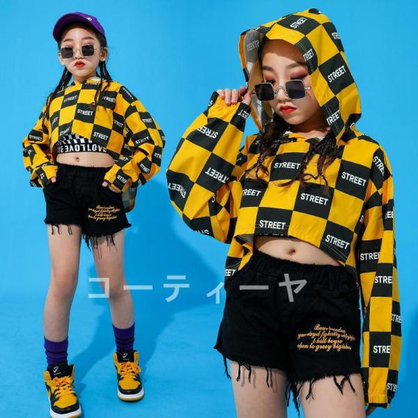 ダンス服装 体操服 JAZZ DANCE tシャツ スウェット キッズチアリーダー hiphop ヒップホップ 女の子 ステージ衣装 ダンスウェア 子供 応援団 運動会 甲子園 チアガール衣装 舞台演出服　おしゃれ　ストリート系　B系　K-...