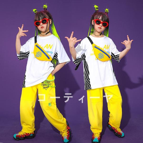 ダンス服装 体操服 JAZZ DANCE tシャツ スウェット キッズチアリーダー hiphop ヒップホップ 女の子 ステージ衣装 ダンスウェア 子供 応援団 運動会 甲子園 チアガール衣装 舞台演出服　おしゃれ　ストリート系　B系　K-...