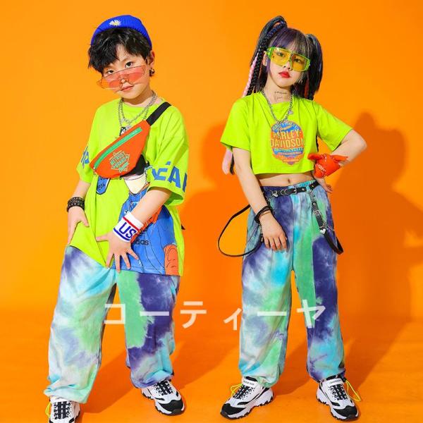 ダンス服装 体操服 JAZZ DANCE tシャツ スウェット キッズチアリーダー hiphop ヒップホップ 女の子 ステージ衣装 ダンスウェア 子供 応援団 運動会 甲子園 チアガール衣装 舞台演出服　おしゃれ　ストリート系　B系　K-...