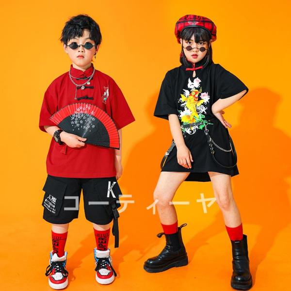 ダンス服装 体操服 JAZZ DANCE tシャツ スウェット キッズチアリーダー hiphop ヒップホップ 女の子 ステージ衣装 ダンスウェア 子供 応援団 運動会 甲子園 チアガール衣装 舞台演出服　おしゃれ　ストリート系　B系　K-...