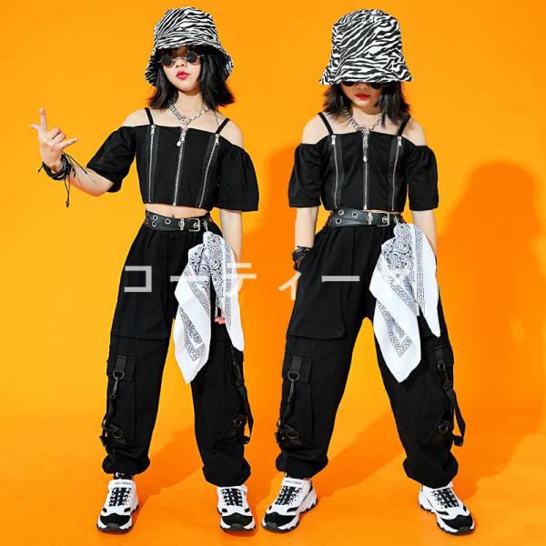 ダンス服装 体操服 JAZZ DANCE tシャツ スウェット キッズチアリーダー hiphop ヒップホップ 女の子 ステージ衣装 ダンスウェア 子供 応援団 運動会 甲子園 チアガール衣装 舞台演出服　おしゃれ　ストリート系　B系　K-...