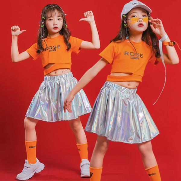 ダンス服装 体操服 JAZZ DANCE tシャツ スウェット キッズチアリーダー hiphop ヒップホップ 女の子 ステージ衣装 ダンスウェア 子供 応援団 運動会 甲子園 チアガール衣装 舞台演出服　おしゃれ　ストリート系　B系　K-...