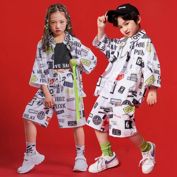 ダンス服装 体操服 JAZZ DANCE tシャツ スウェット キッズチアリーダー hiphop ヒップホップ 女の子 ステージ衣装 ダンスウェア 子供 応援団 運動会 甲子園 チアガール衣装 舞台演出服　おしゃれ　ストリート系　B系　K-...