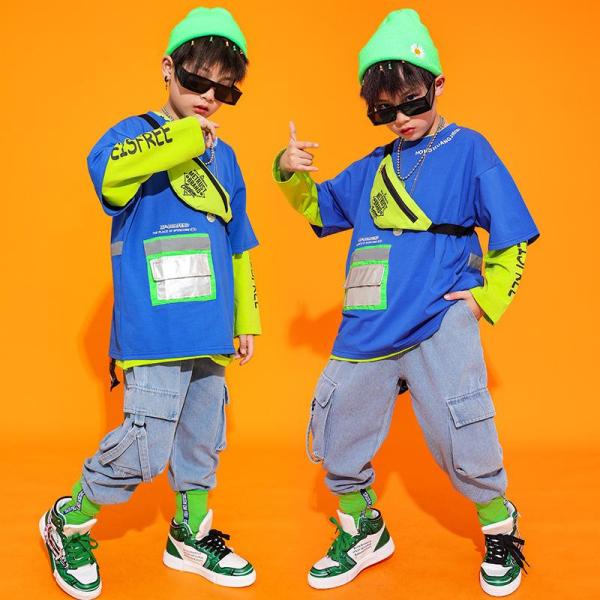 ダンス服装 体操服 JAZZ DANCE tシャツ スウェット キッズチアリーダー hiphop ヒップホップ 女の子 ステージ衣装 ダンスウェア 子供 応援団 運動会 甲子園 チアガール衣装 舞台演出服　おしゃれ　ストリート系　B系　K-...