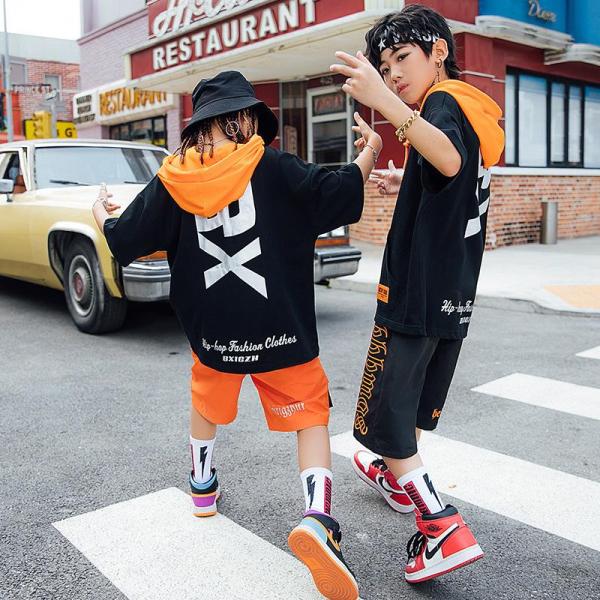 ダンス服装 体操服 JAZZ DANCE tシャツ スウェット キッズチアリーダー hiphop ヒップホップ 女の子 ステージ衣装 ダンスウェア 子供 応援団 運動会 甲子園 チアガール衣装 舞台演出服　おしゃれ　ストリート系　B系　K-...