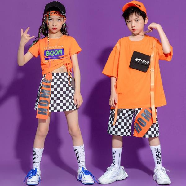 ダンス服装 体操服 JAZZ DANCE tシャツ スウェット キッズチアリーダー hiphop ヒップホップ 女の子 ステージ衣装 ダンスウェア 子供 応援団 運動会 甲子園 チアガール衣装 舞台演出服　おしゃれ　ストリート系　B系　K-...