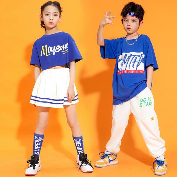 ダンス服装 体操服 JAZZ DANCE tシャツ スウェット キッズチアリーダー hiphop ヒップホップ 女の子 ステージ衣装 ダンスウェア 子供 応援団 運動会 甲子園 チアガール衣装 舞台演出服　おしゃれ　ストリート系　B系　K-...