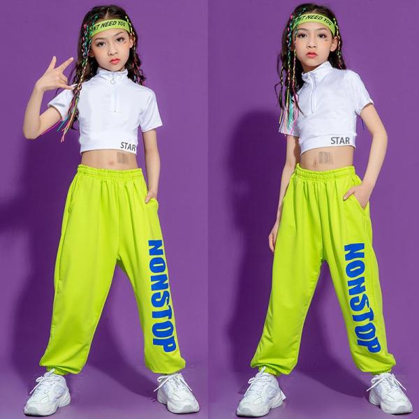 ダンス服装 体操服 JAZZ DANCE tシャツ スウェット キッズチアリーダー hiphop ヒップホップ 女の子 ステージ衣装 ダンスウェア 子供 応援団 運動会 甲子園 チアガール衣装 舞台演出服　おしゃれ　ストリート系　B系　K-...