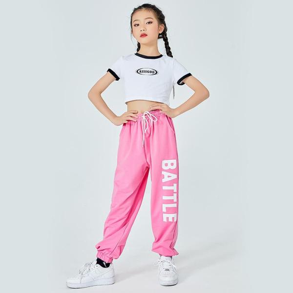 ダンス服装 体操服 JAZZ DANCE tシャツ スウェット キッズチアリーダー hiphop ヒップホップ 女の子 ステージ衣装 ダンスウェア 子供 応援団 運動会 甲子園 チアガール衣装 舞台演出服　おしゃれ　ストリート系　B系　K-...