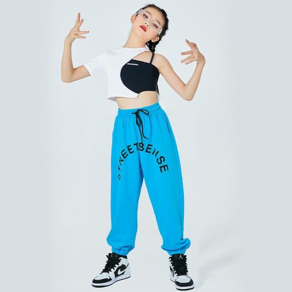 ダンス服装 体操服 JAZZ DANCE tシャツ スウェット キッズチアリーダー hiphop ヒップホップ 女の子 ステージ衣装 ダンスウェア 子供 応援団 運動会 甲子園 チアガール衣装 舞台演出服　おしゃれ　ストリート系　B系　K-...