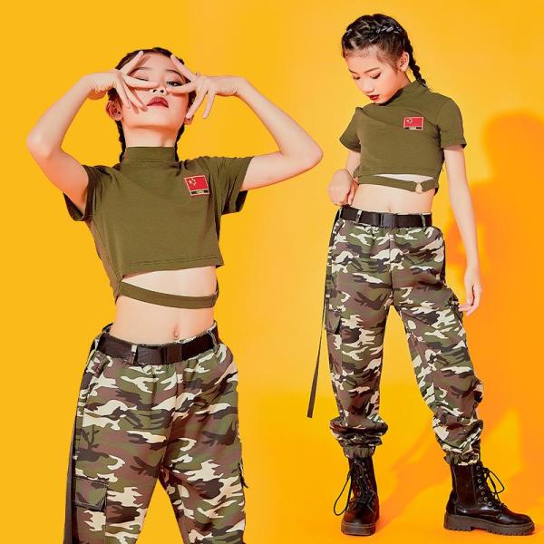 ダンス服装 体操服 JAZZ DANCE tシャツ スウェット キッズチアリーダー hiphop ヒップホップ 女の子 ステージ衣装 ダンスウェア 子供 応援団 運動会 甲子園 チアガール衣装 舞台演出服　おしゃれ　ストリート系　B系　K-...