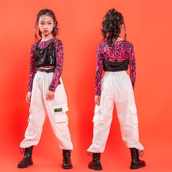 ダンス服装 体操服 JAZZ DANCE tシャツ スウェット キッズチアリーダー hiphop ヒップホップ 女の子 ステージ衣装 ダンスウェア 子供 応援団 運動会 甲子園 チアガール衣装 舞台演出服　おしゃれ　ストリート系　B系　K-...