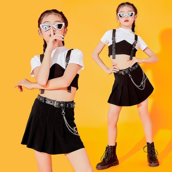 ダンス服装 体操服 JAZZ DANCE tシャツ スウェット キッズチアリーダー hiphop ヒップホップ 女の子 ステージ衣装 ダンスウェア 子供 応援団 運動会 甲子園 チアガール衣装 舞台演出服　おしゃれ　ストリート系　B系　K-...