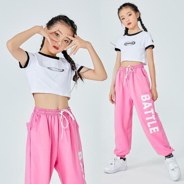 ダンス服装 体操服 JAZZ DANCE tシャツ スウェット キッズチアリーダー hiphop ヒップホップ 女の子 ステージ衣装 ダンスウェア 子供 応援団 運動会 甲子園 チアガール衣装 舞台演出服　おしゃれ　ストリート系　B系　K-...