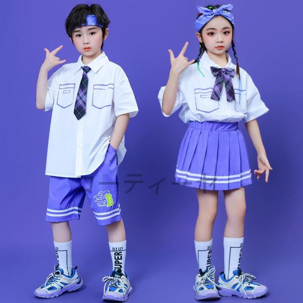 ダンス服装 体操服 JAZZ DANCE tシャツ スウェット キッズチアリーダー hiphop ヒップホップ  ステージ衣装 ダンスウェア 子供 応援団 運動会 甲子園 チアガール衣装 舞台演出服　おしゃれ　ストリート系　K-POP　韓国...