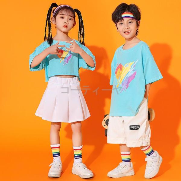 ダンス服装 体操服 JAZZ DANCE tシャツ スウェット キッズチアリーダー hiphop ヒップホップ  ステージ衣装 ダンスウェア 子供 応援団 運動会 甲子園 チアガール衣装 舞台演出服　おしゃれ　ストリート系　B系　K-POP...